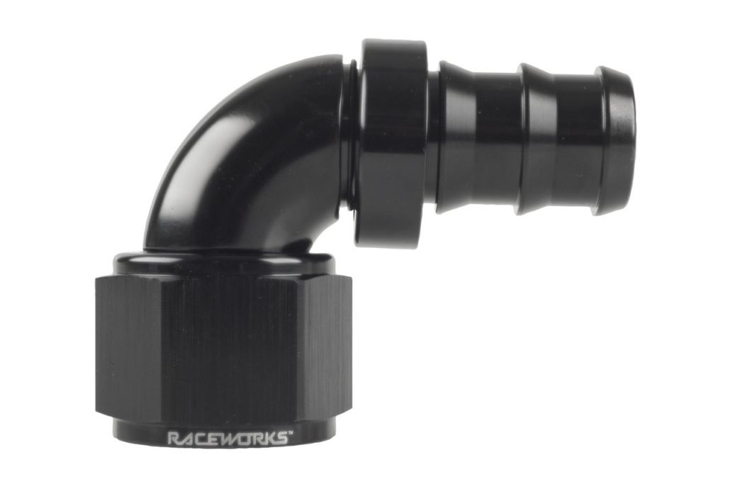 Raceworks Push Lock Hose "AN" Fitting 90 Deg