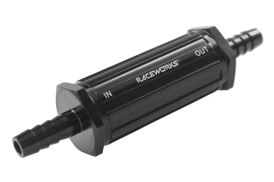 Raceworks Inline Fuel Filter 5/16″ / 8mm Barbs 30 Micron