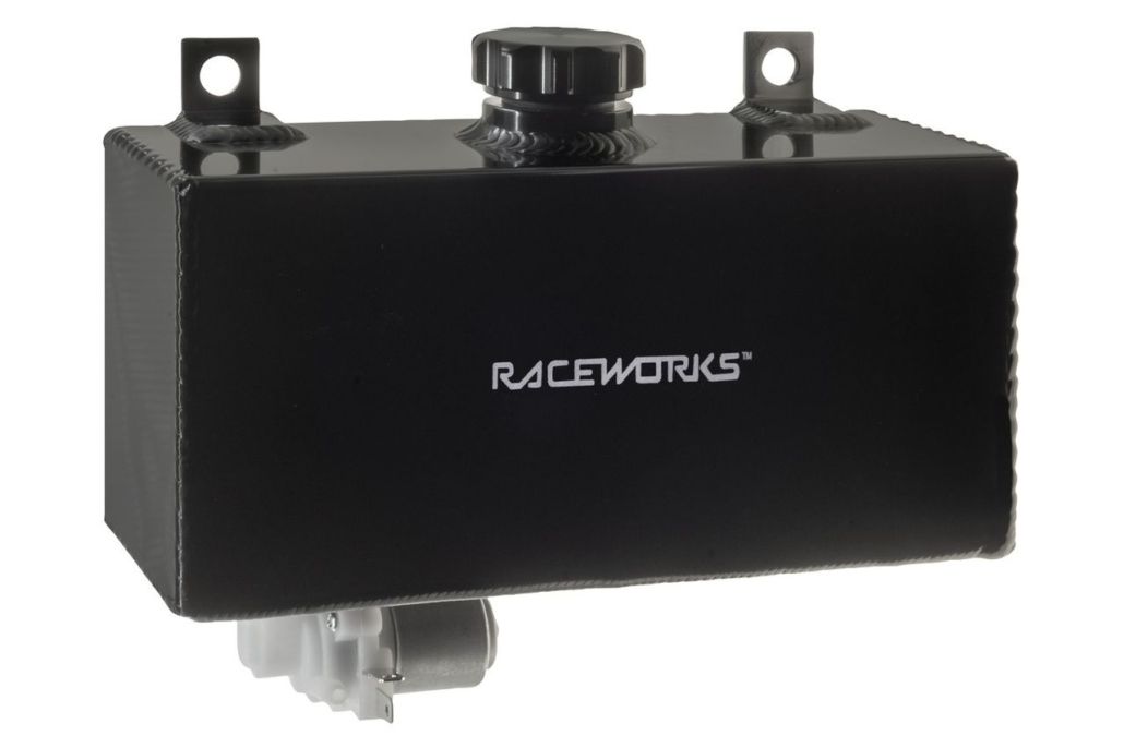Raceworks Black Aluminium Horizontal Washer Bottle With Pump – Black