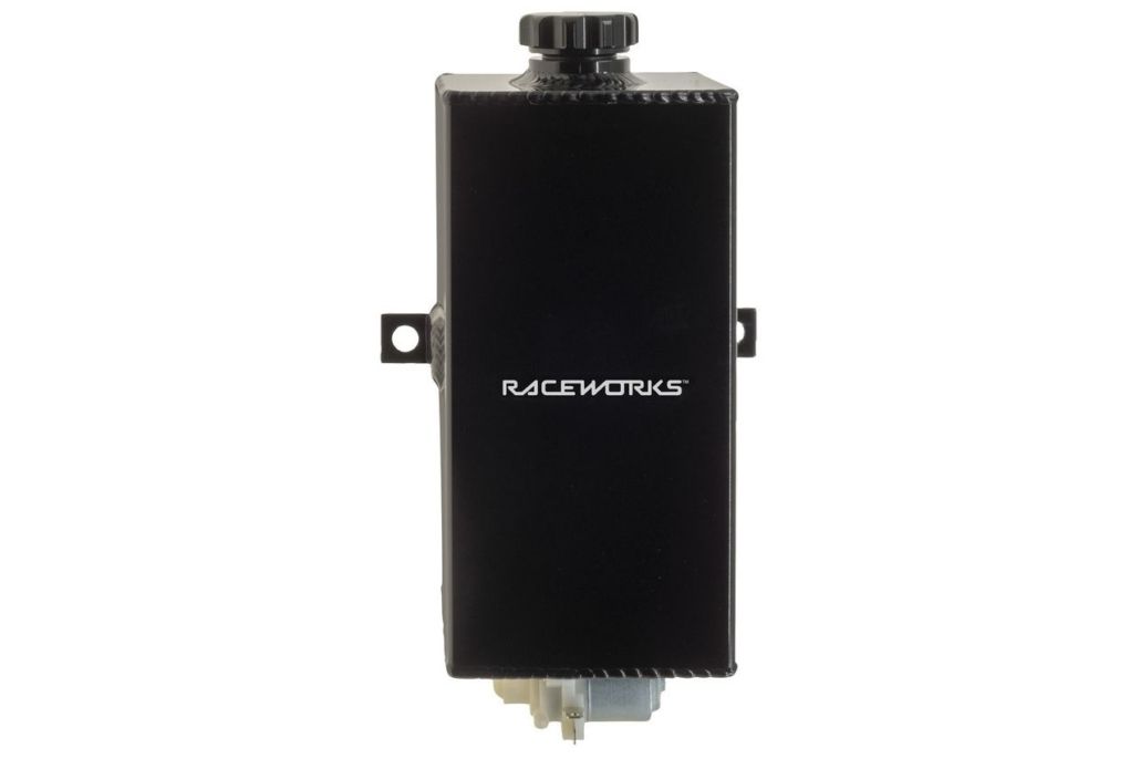 Raceworks Black Aluminium Vertical Washer Bottle With Pump – Black
