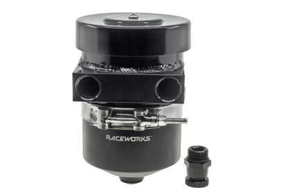 Raceworks Catch Can Internal Breather Tank 1L With Drain Tap Black - Straight Ports
