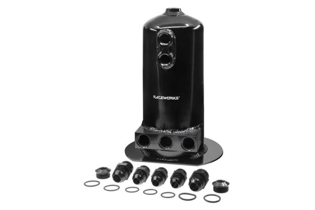 Raceworks 2.5L Surge Tank AN-8 Single/Dual Outlet – Black