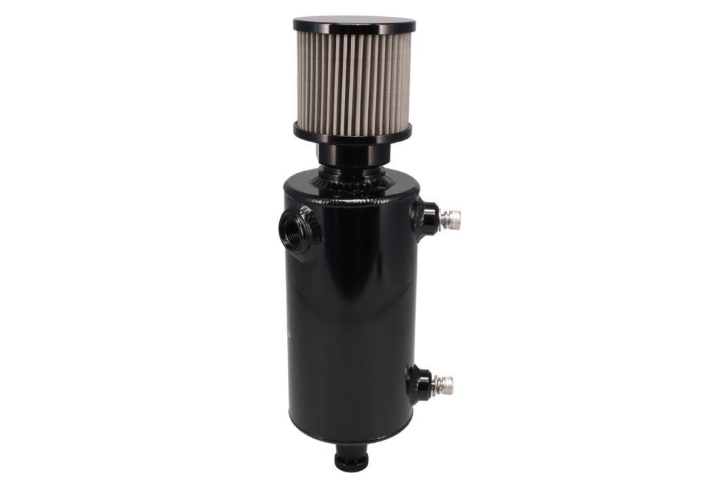 Raceworks Round Catch Can Twin AN-8 External Breather 1L – Black