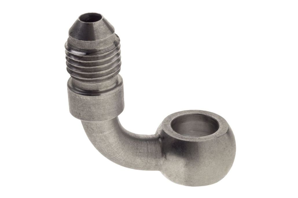 Raceworks  "AN" 90 degree Male Flare to Banjo (Stainless)