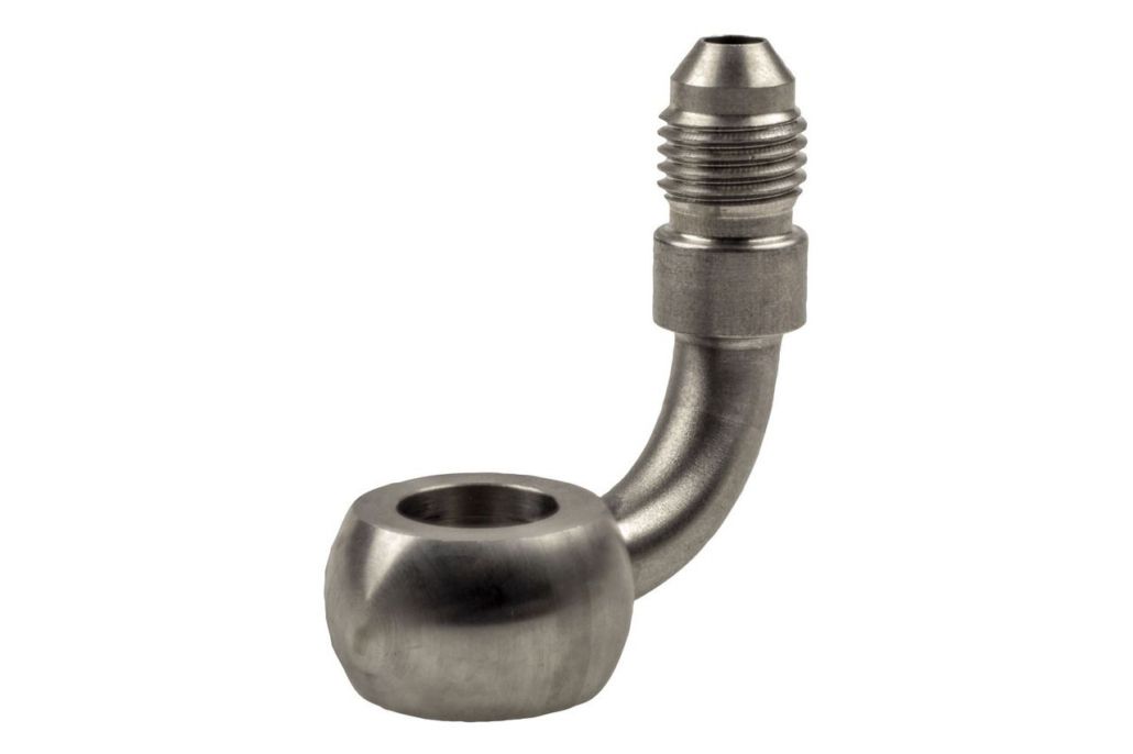 Raceworks  "AN" 90 degree Male Flare to Banjo (Stainless)