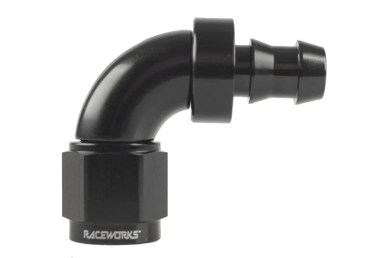 Raceworks Push Lock Hose "AN" Fitting 90 Deg