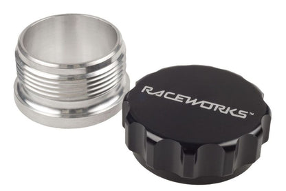 Raceworks 1.5″ / 38mm Aluminium Weld On Filler With Female Cap – Black