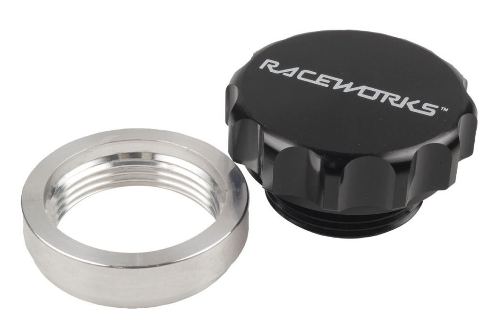 Raceworks 1.5″ / 38mm Aluminium Weld On Filler With Male Cap – Black