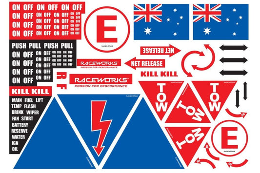 Raceworks CAMS Approved Sticker/Racing Decal Sheet